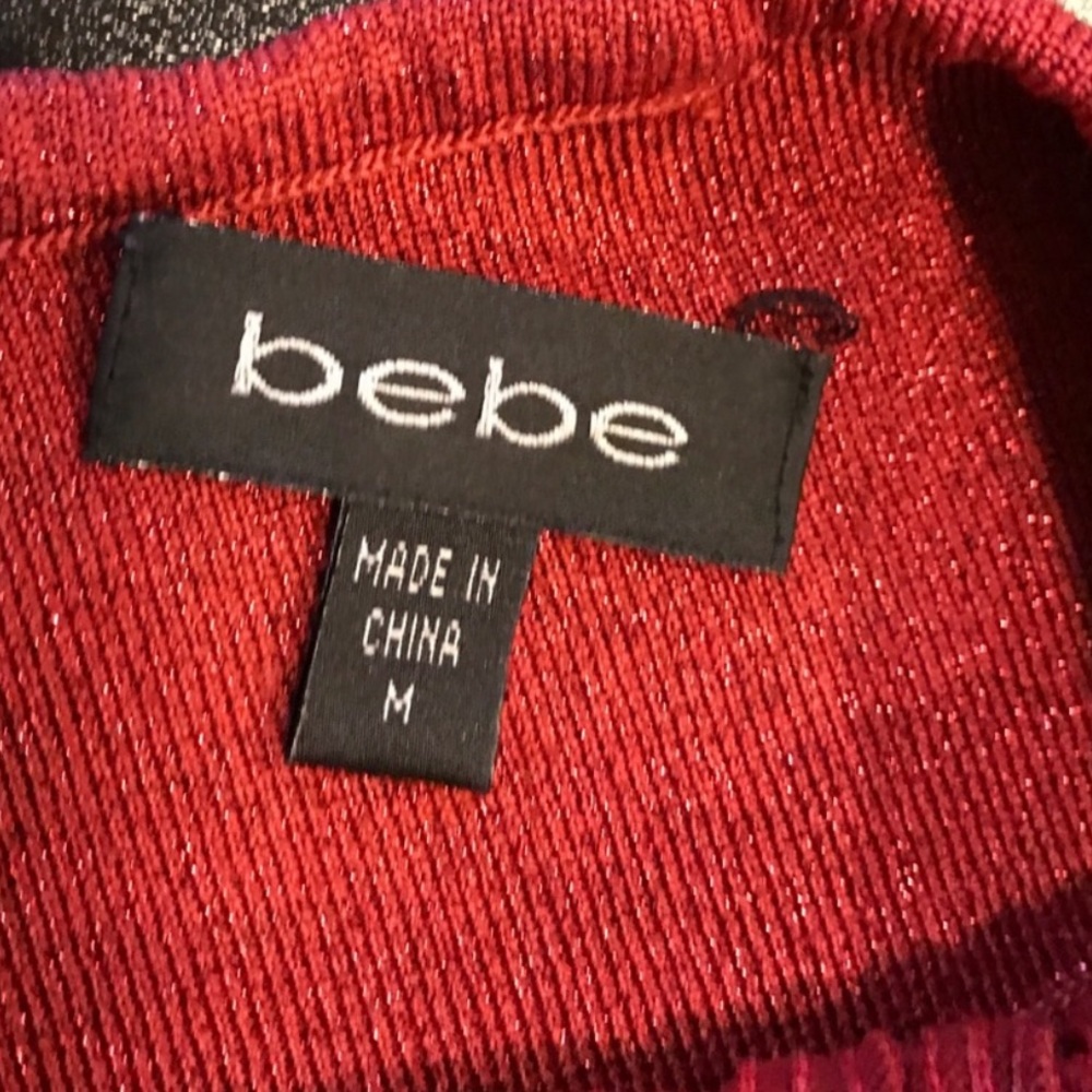 Authentic Bebe Red Sequins Halter Strapless Dress… - image 5